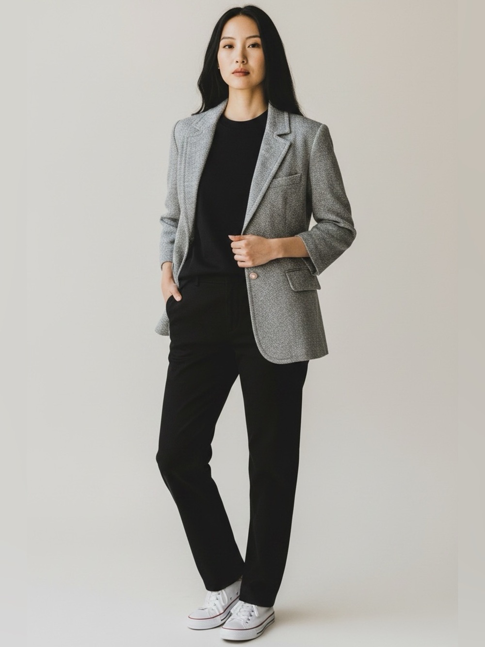 St John Tweed Knit Blazer Brown Cream Gold Button Large